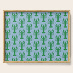 Coastal Pop Lobster Pattern in Light Blue and Green Serving Tray Gallery Image 1