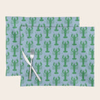 Coastal Pop Lobster Pattern in Light Blue and Green Placemat Gallery Image 1
