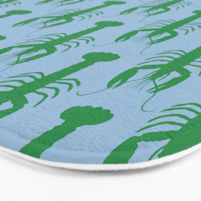 Coastal Pop Lobster Pattern in Light Blue and Green Bath Mat Gallery Image 3