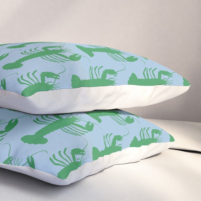 Coastal Pop Lobster Pattern in Light Blue and Green Pillow Sham Gallery Image 3