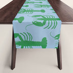 Coastal Pop Lobster Pattern in Light Blue and Green Table Runner Gallery Image 1