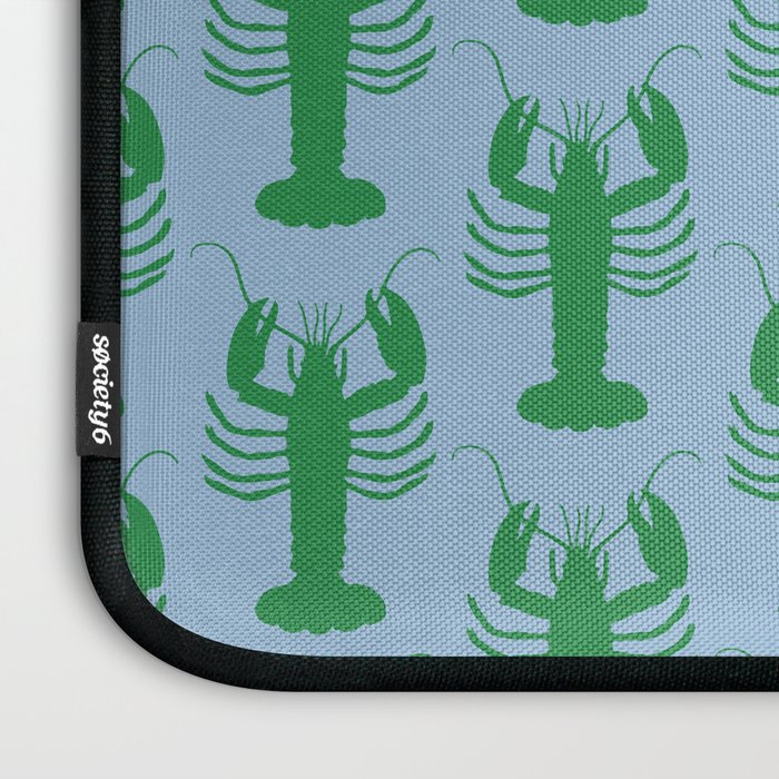 Coastal Pop Lobster Pattern in Light Blue and Green Laptop Sleeve Gallery Image 3