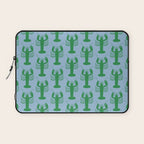 Coastal Pop Lobster Pattern in Light Blue and Green Laptop Sleeve Gallery Image 1