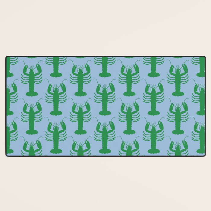 Coastal Pop Lobster Pattern in Light Blue and Green Desk Mat Gallery Image 3