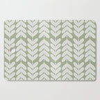 Leaves and Stems Chunky Knit Botanical Pattern in Pale Gray and Sage Green Cutting Board Gallery Image 1