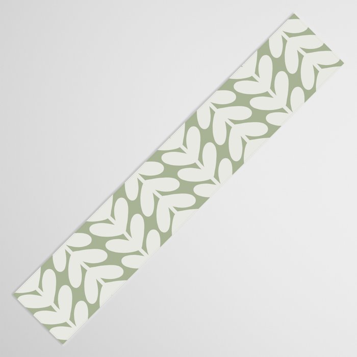 Leaves and Stems Chunky Knit Botanical Pattern in Pale Gray and Sage Green Table Runner Gallery Image 3