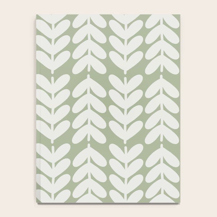 Leaves and Stems Chunky Knit Botanical Pattern in Pale Gray and Sage Green Notebook Gallery Image 4