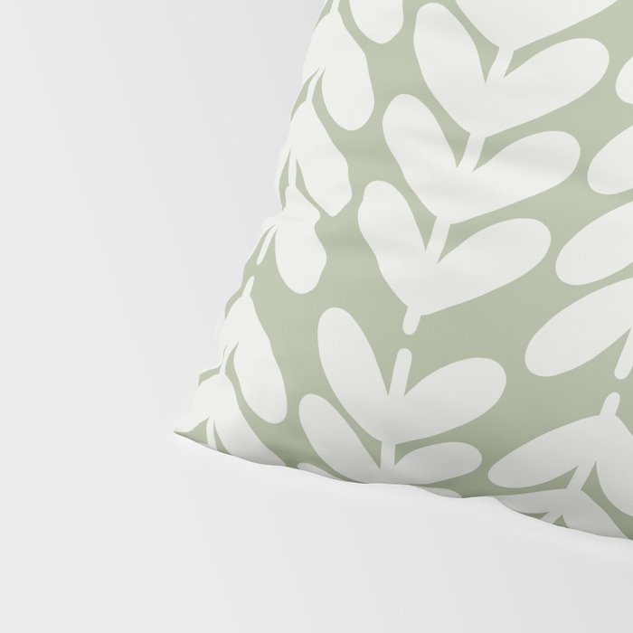 Leaves and Stems Chunky Knit Botanical Pattern in Pale Gray and Sage Green Pillow Sham Gallery Image 4