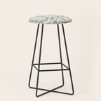 Leaves and Stems Chunky Knit Botanical Pattern in Pale Gray and Sage Green Stool Gallery Image 1