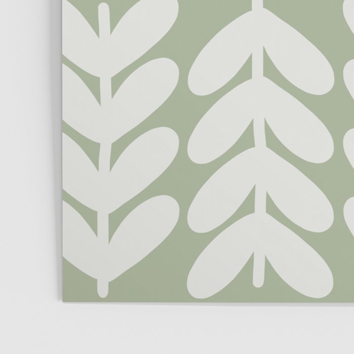 Leaves and Stems Chunky Knit Botanical Pattern in Pale Gray and Sage Green Poster Gallery Image 3
