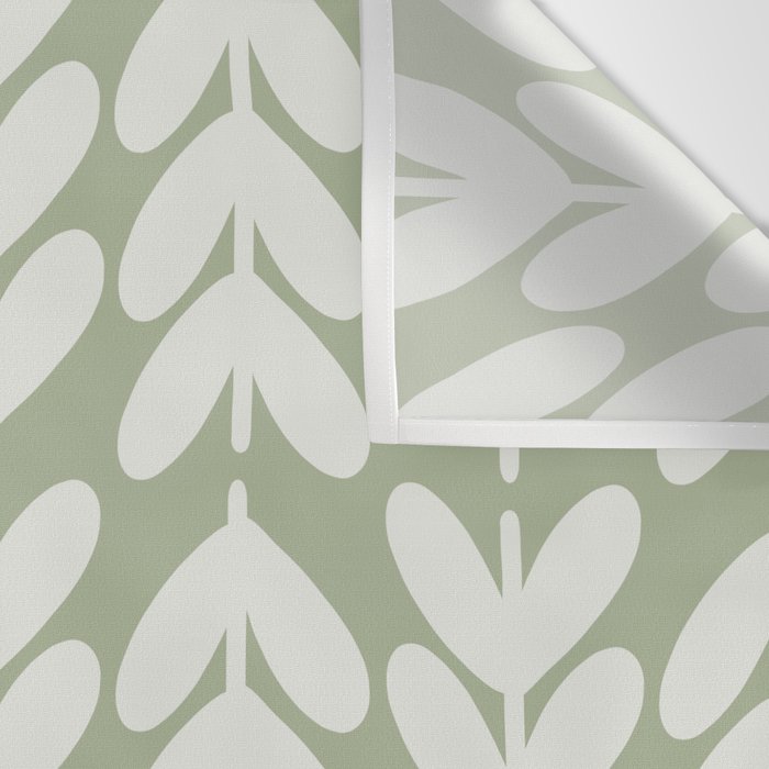 Leaves and Stems Chunky Knit Botanical Pattern in Pale Gray and Sage Green Wall Tapestry Gallery Image 3