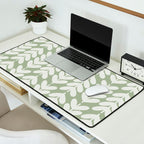 Leaves and Stems Chunky Knit Botanical Pattern in Pale Gray and Sage Green Desk Mat Gallery Image 2