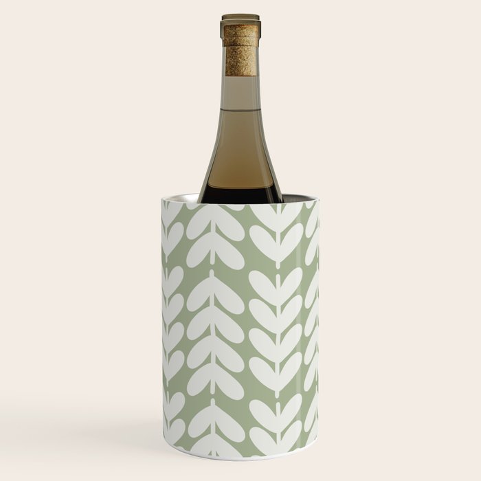 Leaves and Stems Chunky Knit Botanical Pattern in Pale Gray and Sage Green Wine Chiller Gallery Image 3