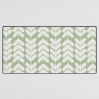 Leaves and Stems Chunky Knit Botanical Pattern in Pale Gray and Sage Green Desk Mat Gallery Image 3