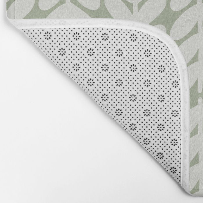 Leaves and Stems Chunky Knit Botanical Pattern in Pale Gray and Sage Green Bath Mat Gallery Image 2