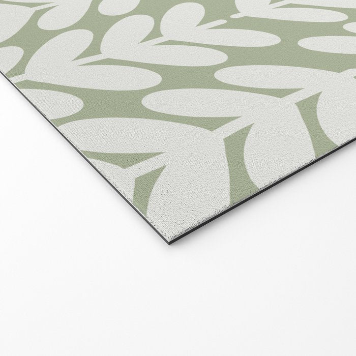 Leaves and Stems Chunky Knit Botanical Pattern in Pale Gray and Sage Green Welcome Mat Gallery Image 2
