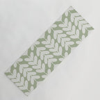 Leaves and Stems Chunky Knit Botanical Pattern in Pale Gray and Sage Green Yoga Mat Gallery Image 1