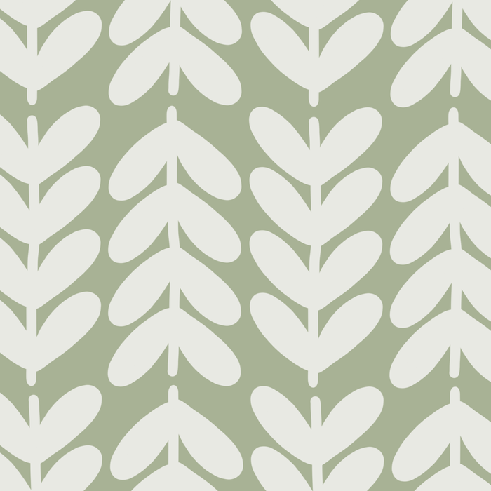 Leaves and Stems Chunky Knit Botanical Pattern in Pale Gray and Sage Green Coffee Mug Gallery Image 2