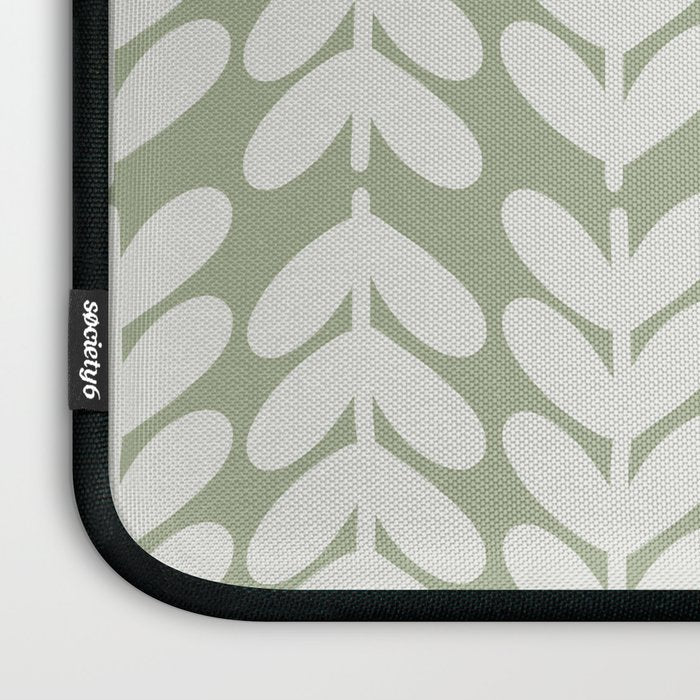 Leaves and Stems Chunky Knit Botanical Pattern in Pale Gray and Sage Green Laptop Sleeve Gallery Image 3