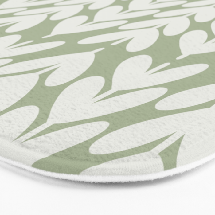 Leaves and Stems Chunky Knit Botanical Pattern in Pale Gray and Sage Green Bath Mat Gallery Image 3