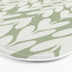 Leaves and Stems Chunky Knit Botanical Pattern in Pale Gray and Sage Green Bath Mat Gallery Image 3