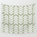 Leaves and Stems Chunky Knit Botanical Pattern in Pale Gray and Sage Green Wall Tapestry Gallery Image 4