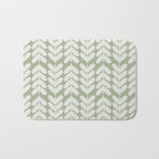 Leaves and Stems Chunky Knit Botanical Pattern in Pale Gray and Sage Green Bath Mat Gallery Image 1