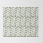 Leaves and Stems Chunky Knit Botanical Pattern in Pale Gray and Sage Green Throw Blanket Gallery Image 2