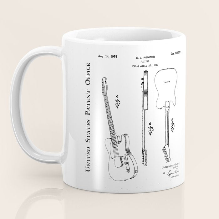Electric Guitar Patent - Guitar Player Art - Black Chalkboard Coffee Mug Gallery Image 3