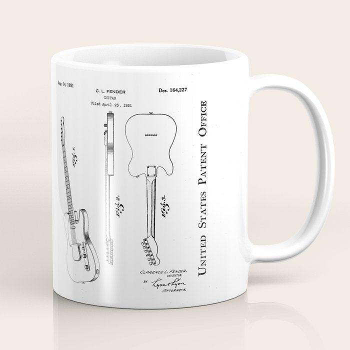 Electric Guitar Patent - Guitar Player Art - Black Chalkboard Coffee Mug Gallery Image 1