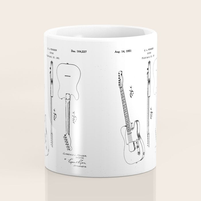 Electric Guitar Patent - Guitar Player Art - Black Chalkboard Coffee Mug Gallery Image 4