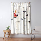 Cardinals and Birch Trees  Window Curtain Gallery Image 5