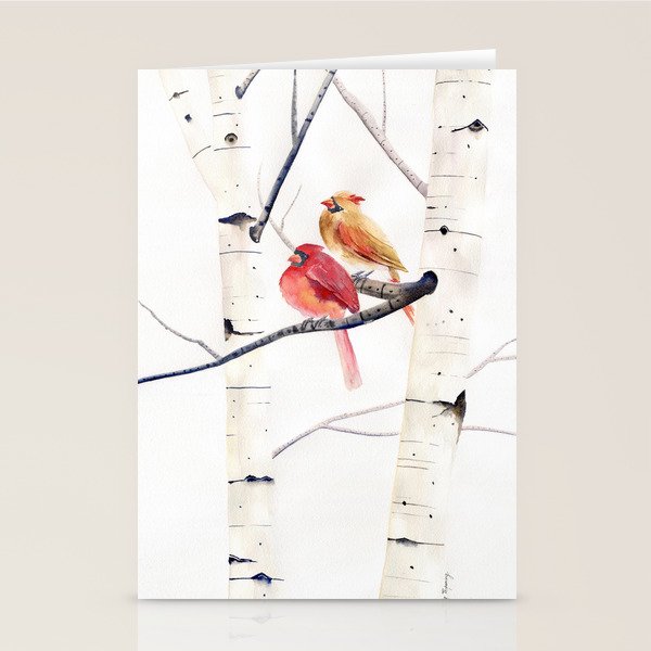 Cardinals and Birch Trees  Stationery Card Gallery Image 2