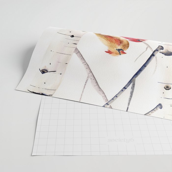 Cardinals and Birch Trees  Wrapping Paper Gallery Image 2