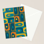 Mid Century Modern Piquet Retro Abstract Multi Pattern in Moroccan Blue Teal Orange Olive Mustard Stationery Card Gallery Image 2