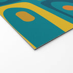 Mid Century Modern Piquet Retro Abstract Multi Pattern in Moroccan Blue Teal Orange Olive Mustard Welcome Mat Gallery Image 2