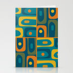Mid Century Modern Piquet Retro Abstract Multi Pattern in Moroccan Blue Teal Orange Olive Mustard Stationery Card Gallery Image 2