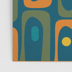 Mid Century Modern Piquet Retro Abstract Multi Pattern in Moroccan Blue Teal Orange Olive Mustard Poster Gallery Image 3