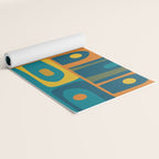 Mid Century Modern Piquet Retro Abstract Multi Pattern in Moroccan Blue Teal Orange Olive Mustard Yoga Mat Gallery Image 2