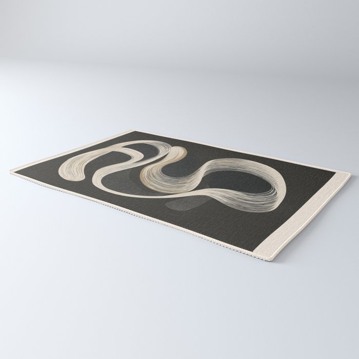 Monochrome Flow - Abstract Line Movement Rug Gallery Image 3