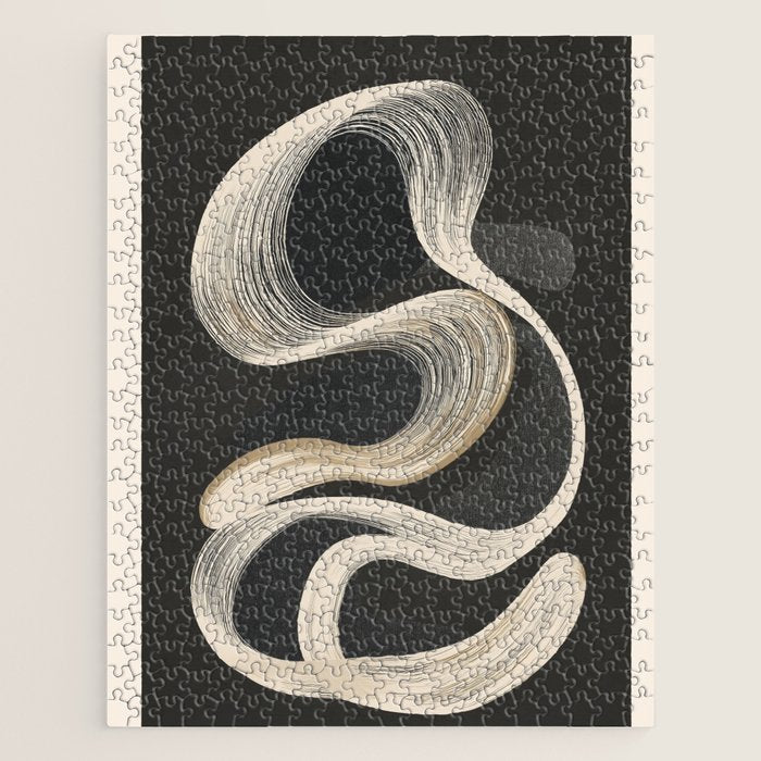 Monochrome Flow - Abstract Line Movement Jigsaw Puzzle Gallery Image 1