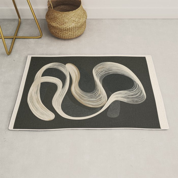 Monochrome Flow - Abstract Line Movement Rug Gallery Image 1
