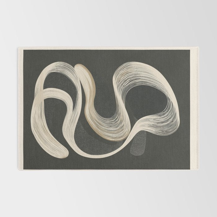 Monochrome Flow - Abstract Line Movement Rug Gallery Image 2