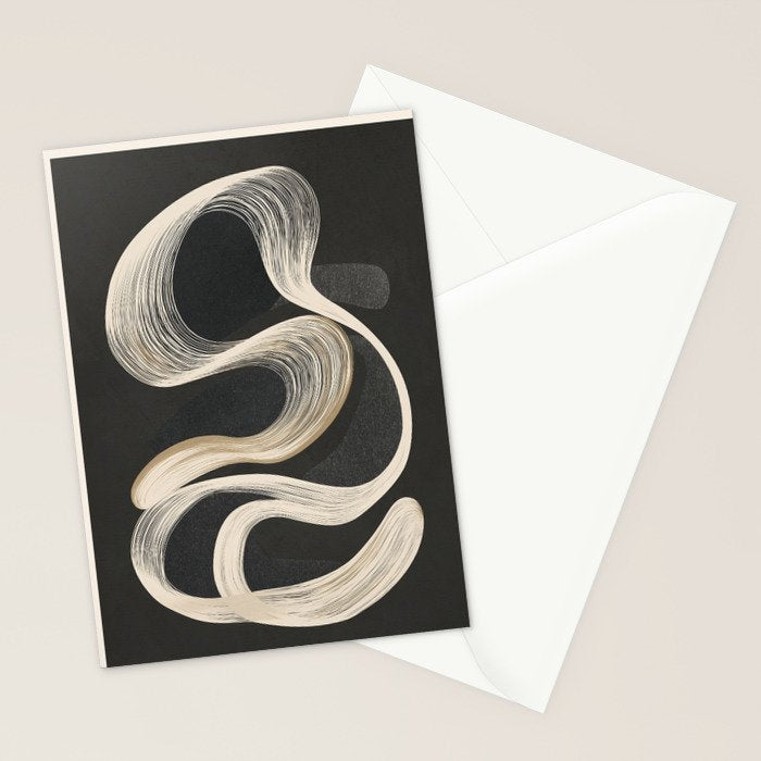 Monochrome Flow - Abstract Line Movement Stationery Card Gallery Image 2