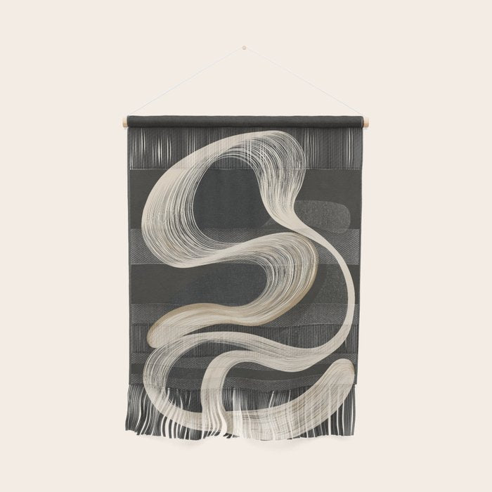Monochrome Flow - Abstract Line Movement Wall Hanging Gallery Image 1