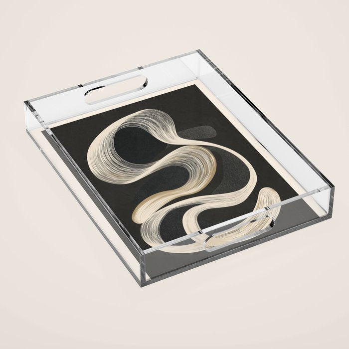 Monochrome Flow - Abstract Line Movement Acrylic Tray Gallery Image 1
