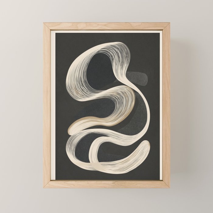 Monochrome Flow - Abstract Line Movement Mini Art Print Gallery Image 1