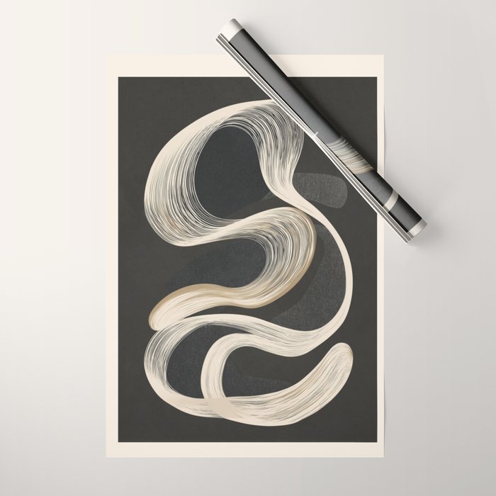 Monochrome Flow - Abstract Line Movement Wrapping Paper Gallery Image 1