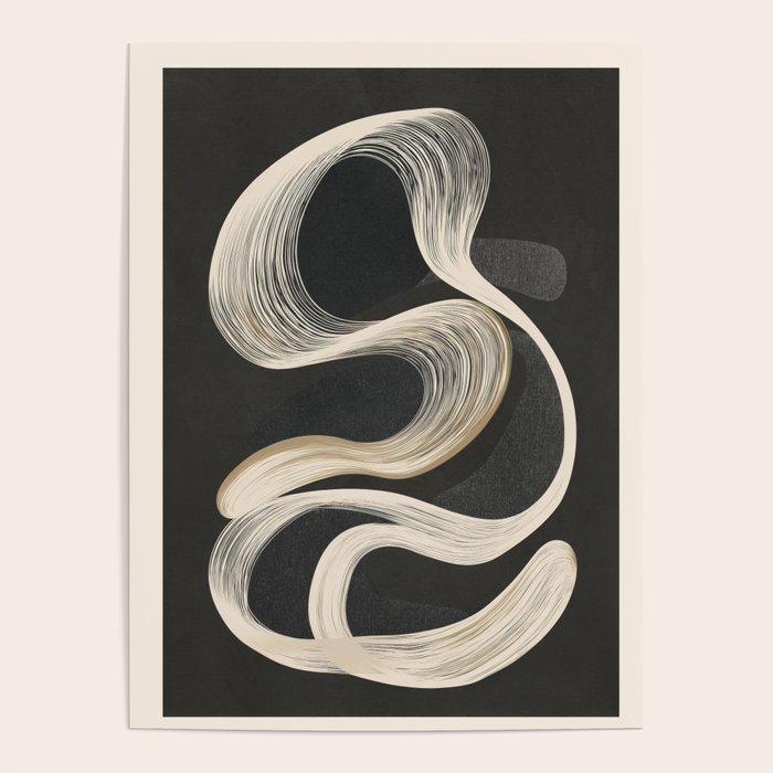 Monochrome Flow - Abstract Line Movement Poster Gallery Image 4