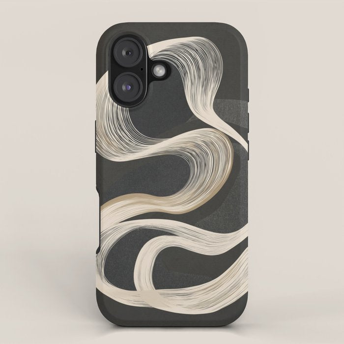 Monochrome Flow - Abstract Line Movement iPhone Case Gallery Image 1